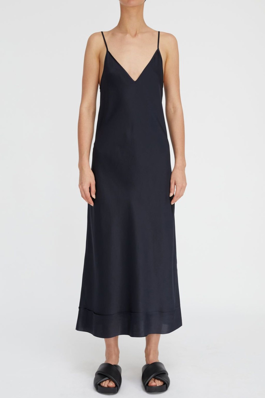 Lee Mathews Stella Silk Satin Slip Dress